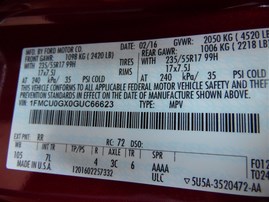 2016 Ford Escape SE Burgundy 1.6L AT 2WD #F24763